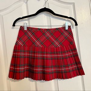 Pleated plaid mini skirt with built in shorts (skort)